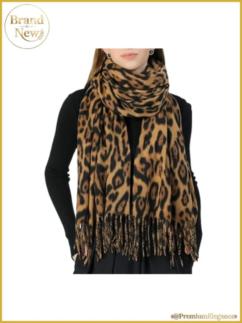 Oversized Leopard Print Winter Scarf Soft Warm Blanket Wrap